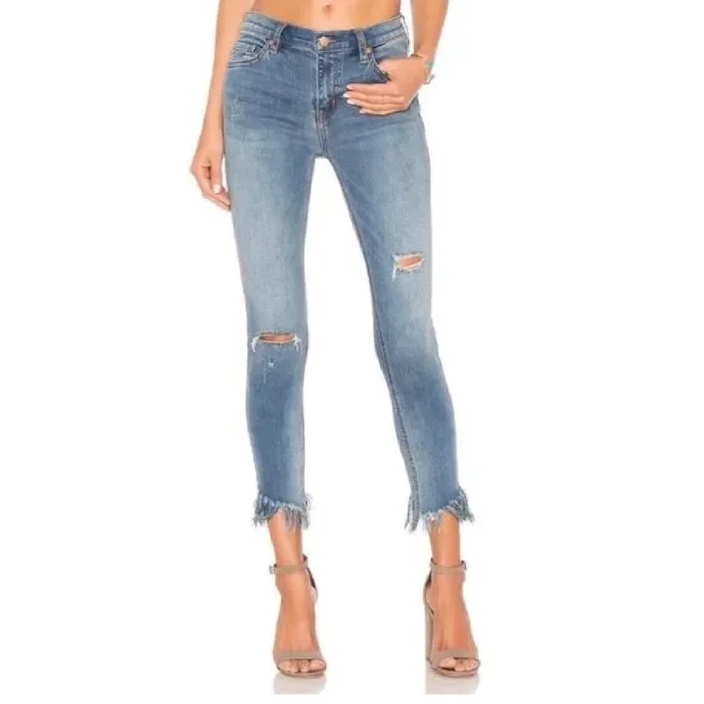 Free People Distressed Ankle Raw Hem Skinny Jeans
